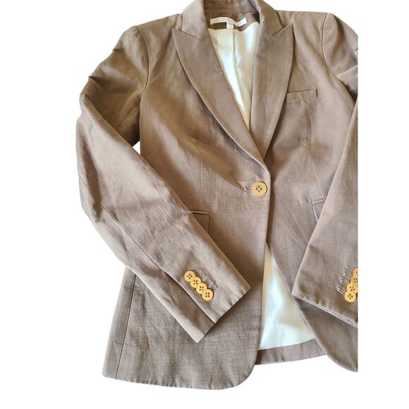 Veronica Beard Linen Blend Tan Dickey Blazer Size 0 - Picture 2 of 8